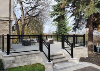 Clear glass and black railing